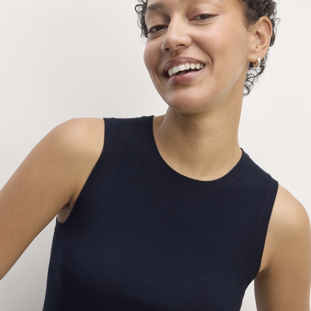 🌟 Everlane The Tank in Ultrasoft Merino, Navy (S) - Picture 3 of 10